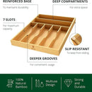 ROYAL CRAFT WOOD Luxury Bamboo Utensil Rack and Silverware Organizer, Kitchen Drawer Organizer - Utensil Holder and Cutlery Tray with Grooved Drawer Dividers for Flatware 7 Slot, Natural by CozyNest Decor