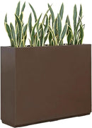 Metallic Heavy Planter for Outdoor Plants, 38Lx10Wx30H Inches Tall and Long Metal Divider Planter Box for Outside & Indoor, No Assembly Required (Espresso) by GreenHaven Gardens