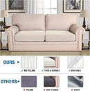 H.VERSAILTEX Super Stretch Individual Seat Cushion Covers - Sofa Couch Cushion Slipcover Sets - Thick Jacquard Textured Twill Fabric - Large (2 Piece, Ivory) by CozyNest Decor