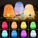 Penguin LED Night Light for Kids, Cute Nursery Color Changing Kids Night Light with Tap Control, USB Rechargeable Portable Squishy Silicone Soft Lamp Gifts for Baby Girls Boys Toddler Children Bedroom by TinyTreasures Baby Boutique