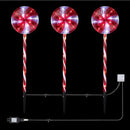 Alpine Corporation 28" H Outdoor Candy Cane Yard Stakes with Red and White LED Lights (Set of 3), Christmas Decoration by GreenHaven Gardens