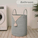Large Woven Laundry Basket Hamper,100L Cotton Rope Storage Bin for Blankets,Toys and Clothes,Decorative Tall Nursery Hamper for Living Room,Baby Nursery,Bathroom and Bedroom,Grey by CozyNest Decor
