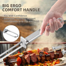 13inch 12(packs) Double Fork Flat Stainless Steel BBQ Skewers with Push Bar, Reusable Skewers for Grilling Kabob Skewer for Meat, Vegetable, BBQ Accessories by GreenHaven Gardens