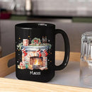 Cute Christmas Design Coffee Mug, Customized Name Black Cup For Christmas, Custom Christmas Themed Ceramic Mug 11oz 15oz, Personalized Christmas Decorative Cup, Gift For Friend Coworker by CozyNest Decor