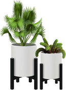 Plant Pot with Stands Set of 2, Mid Century Planters for Indoor Plants Modern Decorative Flower Pots for Balcony, Office, Living Room or Garden with Drainage Plug, 12 inch & 10 inch by CozyNest Decor