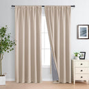 XWZO 100% Blackout Curtains 84 Inches Length with Tiebacks, Light Blocking Rod Pocket Window Drapes with Black Liner Backing for Bedroom/Kid's Room, Biscotti Beige, W70 x L84, Set of 2 by TinyTreasures Baby Boutique