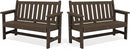 SERWALL Outdoor Bench, HDPE Outdoor Benches Weatherproof, 2-Person Garden Bench with 660 lbs Weight Capacity, Patio Benches for Outdoors, Garden, Porch, Backyard and Park, Coffee, 2 Pack by GreenHaven Gardens
