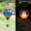 pearlstar Hot Air Balloon Solar Lantern with Flickering Flame Light, Outdoor Solar Hanging Lights Waterproof for Garden Yard Patio Farmhouse Decoration,Stained Glass Blue