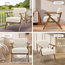 Mid-Century Modern Chair Upholstered Lounge Arm Chair with Solid Wood Frame Thicker Cushion for Living Room, Reading, Balcony, Beige Linen by CozyNest Decor