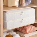 Underbed Storage Box, Clothes Organizer With Sturdy Structure and Reinforced Handles for Blanket, Sheets, Pillows, Towels, Shoes, Beige, 3 Pack, 31.5 x 15.7 x 5.9 Inch by CozyNest Decor