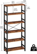 IRONCK Bookshelf, 31.5in Wide Shelf 6 Tier Bookcase, 110lbs/shelf Vintage Industrial Style Bookshelves for Bedroom, Living Room and Home Office, Vintage Brown by CozyNest Decor