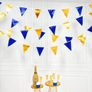 Royal Blue Gold Party Decoration Navy Blue Gold Triangle Pennant Banner Flag Metallic Fabric Bunting Garland for Graduation Birthday Wedding Retirement Bridal Shower Nautical Ahoy Achor Party Supplies by GreenHaven Gardens