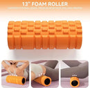 5 in 1 Foam Roller Set for Deep Tissue Muscle Massage, Trigger Point Fitness Exercise Foam Roller, Massage Roller, Massage Ball, Stretching Strap, for Whole Body (Orange Black) by CozyNest Decor