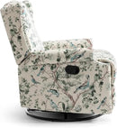UIXE Swivel Rocker Manual Recliner Chair, Wingback Swivel Glider Fabric Nursery Reclining Sofa Chair, High Back Upholstered Arm Chair for Living Room Bedroom - Bird Pattern by CozyNest Decor