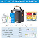 Breastmilk Cooler Bag with Ice Pack Fits 6 Baby Bottles Up to 9 Ounce, Baby Bottle Bag with Shoulder Strap for Nursing Mom Daycare,Dark Grey by TinyTreasures Baby Boutique