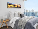 Philadelphia Skyline Wall Art Cityscape Living Room Decor Panorama Pictures City Building House Poster Canvas Print Bridge Sunset Scenery Office Bedroom Decorations Framed 13.8"x45.3" by CozyNest Decor