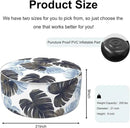 Inflatable Ottoman Stool D21 xH9 for Outdoor/Indoor Use, Water Repellent Patio Foot Rest Stool with Portable Handle,Round Pouf Ottoman Suitable for Garden,Deck and Camping - Monstera Blue by CozyNest Decor