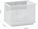 dedoot 2 Pack Pen Holder, 3.45x2.3x2.6inch Magnetic Basket Locker Organizer Metal Mesh Pencil Memo Holder for Whiteboard, Fridge, Desk, Offices,White by CozyNest Decor