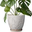 8 Inch Ceramic Pots for Plants Large Planter Pot with Drainage Hole and Saucer Round Flower Pot for Indoor Outdoor Decor, White by GreenHaven Gardens