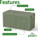Outdoor Storage Box, 90 Gallon Deck Box, Waterproof Resin Storage Bin for Patio Cushions, Gardening Tools, Lockable, UV Resistant,Olive Green by GreenHaven Gardens