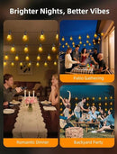 Outdoor Patio String Lights: S14 Shatterproof Bulb Outside Waterproof Light - 50Ft 15M Remote Dimmable Connectable Hanging Outdoor Electric Lighting - Garden Backyard Yard Gazebo Porch Party by CozyNest Decor