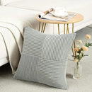 Fancy Homi 2 Packs Grey Decorative Throw Pillow Covers 22x22 Inch for Living Room Couch Bed Sofa, Rustic Farmhouse Boho Home Decor, Soft Corss Corduroy Patchwork Accent Square Cushion Case 55x55 cm by CozyNest Decor