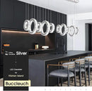 Buccleuch Modern Crystal Chandelier, Dimmable LED Ceiling Light Fixture 5-Ring Adjustable Stainless Steel Pendant Light, Silver Crystal Chandeliers for Dining Room, Bedroom, Living Room - Cool White by CozyNest Decor