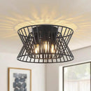 3-Lights Black Ceiling Light Vintage Geometric Chandelier Light Fixture Adjustable Metal Semi Flush Mount Lighting for Kitchen Room Dining Room Foyer by CozyNest Decor