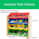 Humble Crew, Natural/Primary Kids' Toy Storage Organizer with 12 Plastic Bins, 34*35*15.5inch by TinyTreasures Baby Boutique