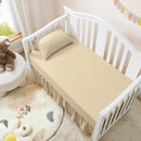 Horbaunal 2 Pack Set Crib Skirt & Crib Bed Sheet, Khaki Crib Bed Skirt 28" x 52" with 14" Drop Dust Ruffle, Soft Microfiber Toddler Bedskirt Nursery Bedding Skirt for Baby Girls and Boys by TinyTreasures Baby Boutique