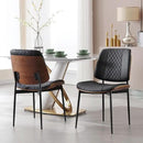 BV Dining Chairs Set of 6, PU Leather Armless Kitchen Chair in Modern Walnut Style, Mid Century Bentwood Side Chair with Metal Legs, Retro Accent Guest Chair for Kitchen Dining Room(Black) by CozyNest Decor