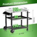 NUUK 3-Shelf Grill Cart with Stainless Steel Top – 20" x 32" Mobile Outdoor Kitchen Table for Pizza Oven, Food Prep, and Dining – Worktable with Wheels, by CozyNest Decor