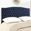 24KF Upholstered Tufted Button Linen Fabric Headboard,Comfortable Fashional Headboard King/CA King Size,Navy Blue by CozyNest Decor
