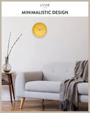 LUUK LIFESTYLE 10” Quartz Wall Clock with Silent Movement, Timeless Scandinavian Design, Kitchen Wall Clock, Decoration for Children's Room, Yellow and Silver by CozyNest Decor