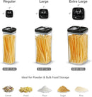 Felli Flip Tite Storage Container with Lid 6" XL Air Tight Ring Lock Top, Clear Acrylic Canister Set for Kitchen, Pet Cat Dog Food Treats, 5 lb Flour Sugar Pantry Organizer (Nest-L, Black) by TinyTreasures Baby Boutique