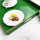 Large Decorative Tray, Emerald Green Serving Tray with Handles, Plastic Coffee Table Tray for Ottoman, Living Room, Bathroom, Decor. 15.7” x 11.8” x1.6” by CozyNest Decor
