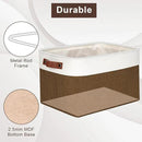Storage Bins Large Fabric Storage Baskets for Shelves 3 Pack, Decorative Linen Closet Baskets with Handles for Organizing, Shelf, Clothes, Home, Office, 15x11x9.5Inches (Brown&White) by CozyNest Decor