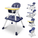 4 in 1 Baby High Chair, Toddler Chair with Removable Tray, Convertible High Chairs for Babies and Toddlers, Kids Learning Table, Building Block Table, Dining Booster Seat with Safety Harness, Blue by TinyTreasures Baby Boutique