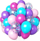 Pink Purple Blue Balloons 60 Pcs Hot Pink Light Pink Teal Purple Latex Balloon Pastel Purple Teal Pink Confetti Balloons for Kids Magic Theme Mermaid Princess Birthday Baby Shower Party Decor by CozyNest Decor