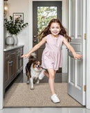 LUMI Indoor Door Mat 36"x56", Ultra Thin Low Profile Non-Slip Doormat for Home Entrance, Absorbent & Stain-Resistant Welcome Mats, Washable Entryway Mat for Front Door, Patio, Porch, Khaki by CozyNest Decor