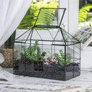 NCYP Glass Terrarium Planter with Lid for Small Succulent Cacti, Grid House Shape Black Geometric Terrarium Pot, Home Garden Indoor Tabletop Decor, 9.84" x 5.31" x 7.87" (No Plants) by CozyNest Decor