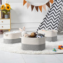 Cotton Rope Woven Storage Basket, Used for Baby Hamper Toy Organizer, Gift Baskets Empty,Kids Laundry Basket,Baby Blanket Basket. Size 15x10x8.7 Inches. (White&Grey-3PCS) by TinyTreasures Baby Boutique