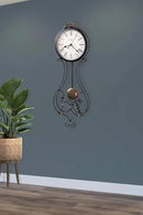 Howard Miller Paulina Wall Clock, Gray Finishes with Golden Pendulum & Quartz Movement, Classic Round White Dial with Roman Numeral Perfect for Home Decor, Living Room & Office Wall Mount by CozyNest Decor