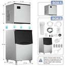 Ice Maker Commercial Ice Machine Large Capacity Stainless Steel 500 Lbs/24H Industrial Ice Machine, 350 Lbs Storage Commercial Ice Machines Free Standing, Cubes Ice Makers Commercial by CozyNest Decor
