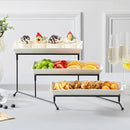 MALACASA 3 Tier Serving Trays for Party, Porcelain Serving Platters and Trays, 12 Inch Tiered Tray Stand, Fruit Tray, Trays for Serving Food, White Dessert Stand with Collapsible Sturdier Metal Rack by CozyNest Decor