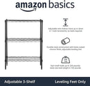 Amazon Basics 3-Shelf Adjustable Heavy Duty Steel Wire Rack Storage Shelving Organizer for Kitchen, Garage, 23.2" L x 13.4" W x 30" H, Black by CozyNest Decor