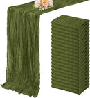 20 Pack Olive Green 10FT Cheesecloth Table Runner Rustic Gauze Cheese Cloth Table Runner for Wedding Bridal Baby Shower Table Decorations Boho Fabric Sheer Birthday Party Decor 20 x 120 Inch Long by CozyNest Decor
