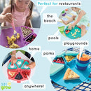 Silicone On-The-Go Snack Mat – Foldable Reusable Placemat with 3 Compartments and Lids – Travel-Friendly Baby and Toddler Snack Plate – Dishwasher Safe (Ocean) by TinyTreasures Baby Boutique