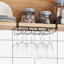 AUHOKY 2Pcs Adjustable Under Cabinet Stemware Metal Glass Holder, Hanging Wine Glass Storage Hanger Organizer for Shelf Kitchen Bar Decor(4 Rows, Black) by CozyNest Decor