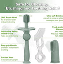 haakaa Training Toothbrush Set Oral Care Kit, Soft Silicone Toothbrush for Baby, Infants, Toddlers & Kids, Pea Green by TinyTreasures Baby Boutique
